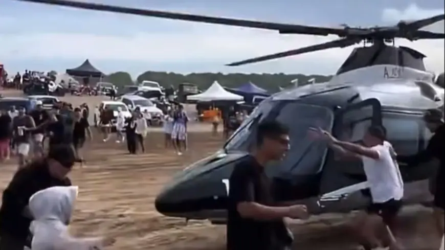 Escándalo en Pinamar: un helicóptero aterrizó en la playa